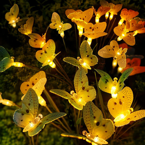Solar Butterfly Garden Lights, 2 Pack Outdoor Patio Decor with Waterproof Swaying Animal Fairy Lights
