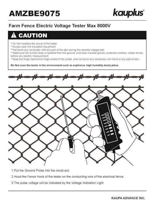 Neon Fence Electric Voltage Tester, Max 8000V, Electric Fence Fault Finder