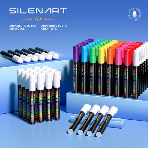 White Chalk Markers 2 Pack, 15mm Jumbo Tip Liquid Chalk Markers for Chalkboard, Window, Glass, Mirror