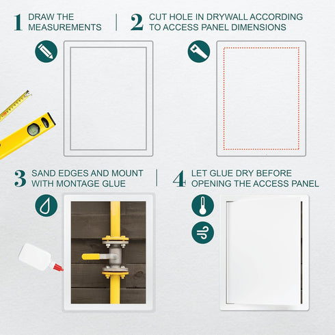 10" x 13" White Plastic Access Panel for Plumbing, Electricity, Heating, Alarm Wall Access in Drywall