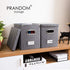 PRANDOM File Organizer Box Set of 2, Collapsible Decorative Linen Filing Storage with Lids, Office Cabinet Letter Size