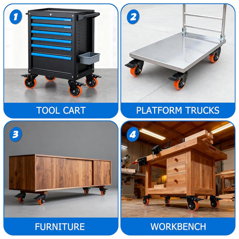 6 Inch Set 2, Caster Wheels, Heavy Duty Casters of Locking Swivel Casters Wheels for Cart, Furniture and Workbench