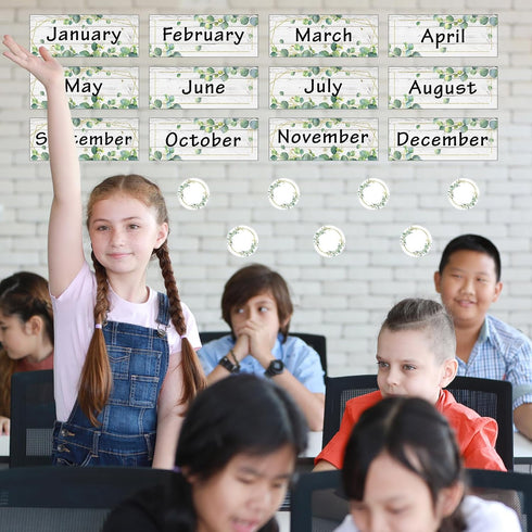 Zonon 48 Pieces Holiday Monthly Headliners Set, 12 Months of The Year Headers with Round Blank Confetti