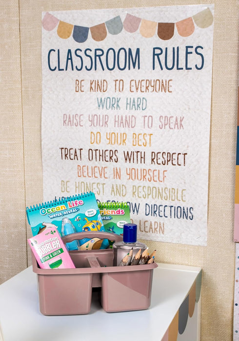 Teacher Created Resources Light Mauve Portable Plastic Storage Caddy, 6-Pack for Classrooms, Kids Room, Office