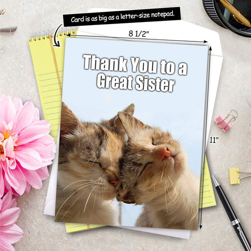 Huge Thank You Card NobleWorks (8.5 x 11 Inch) Relative Appreciation Gift - Thank You to a Great Sister J9111