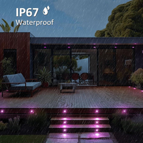 1.22 12V INDARUN RGB Deck Lighting Deck Lights Outdoor Waterproof, Low Voltage Deck Lights with Remote, Smart Deck