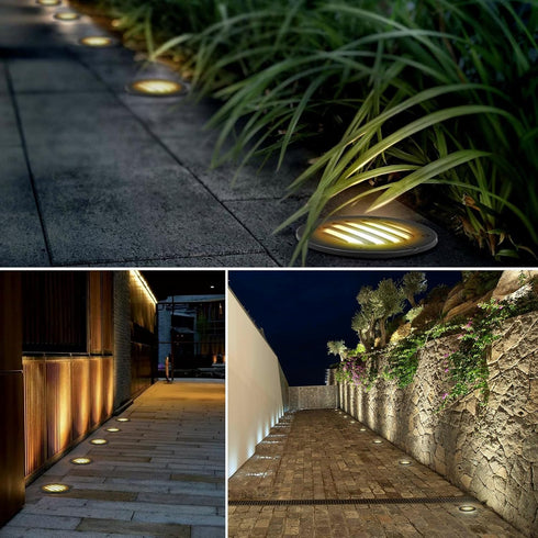 Gmalos 10W 2700K 12/24V IP67 2 Pack Low Voltage Landscape Lighting: Warm White LED Well Lights, Outdoor In-Ground