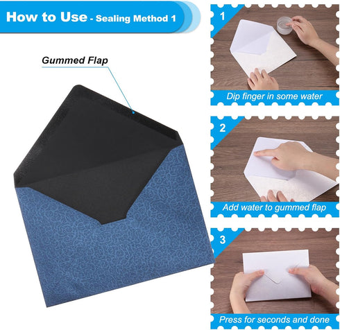PATIKIL 5x7 Navy Blue Envelopes, 100Pcs A7 Size Glue V Flap with Gold Heart Stickers for Greeting Cards, Weddings,