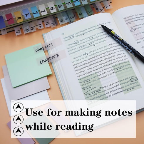 Translucent Sticky Notes 3"x3" - Cute Clear Transparent Page Flags for Planner Accessories and Office Supplies