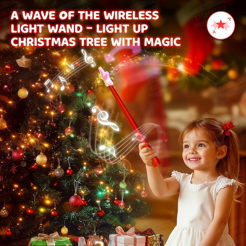 Magic Christmas Light Wand Wireless Magic Remote Wand Switch Kit with Music Surpised for Kids Remote Control Outlet