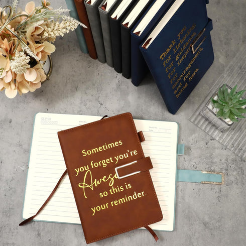Fulmoon 10 Pcs Team Appreciation Gifts, A5 Leather Journal Notebook, Inspirational Thank You Gifts for Employees