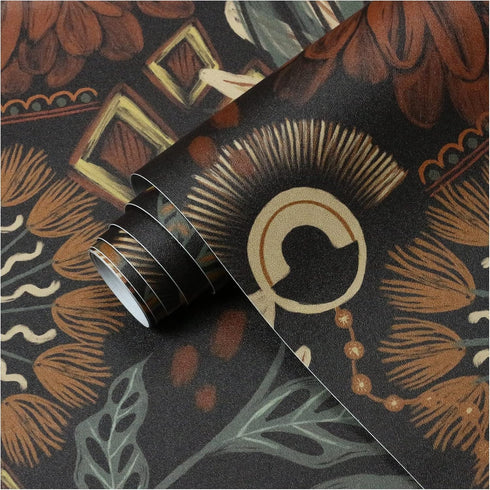HAOKHOME 93291 Peel and Stick Floral Wallpaper 17.7in x 9.8ft Retro Wall Decor