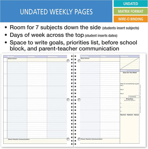 Elan Publishing Company Student Academic Planner - 8 1/2 x 11" Weekly View (AOTAP-Undated)
