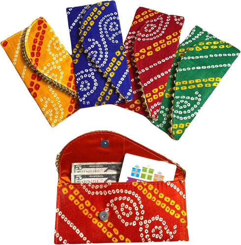 Pack Of 5 Money Envelopes For Cash - Decorative Gotta Fabric Shagun Lifafa Gift Card Holder for Weddings