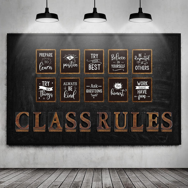 Clabby 20 Pcs Classroom Bulletin Board Posters Class Rules Motivational Quote Wall Poster Set Rustic Decoration