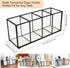 Desk Pencil Holder, Tempered Glass Pen Organizer, 3&4 Compartments, Black, for Office & School Supplies