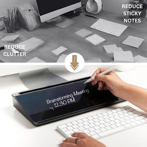 Garood Desktop Whiteboard with Wireless Fast Charger, Black Desk Organizer and Phone Holder