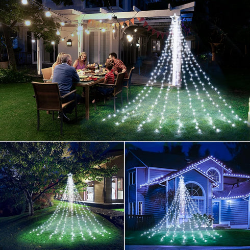 8 320 Decute Christmas Decorations Outdoor String Lights Modes and Timer with Remote, Waterproof LED Christmas Tree