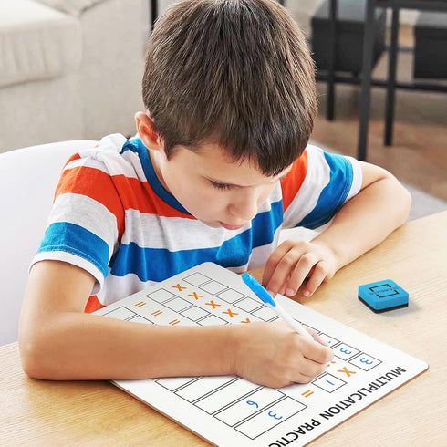 SCRIBBLEDO 5 Pack Dry Erase Multiplication Chart White Board, 9" x 12" Double Sided Times Table Math Manipulatives for