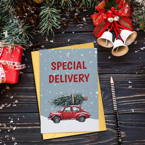 Oamiolek Funny Christmas Pregnancy Announcement Card, Humor Pregnancy Reveal Card for Grandma Grandpa Friends, Special