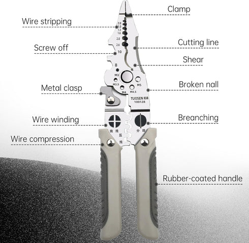 2024 New Arrival Multifunctional Wire Stripper Crimper Cable Cutter Pliers, Professional Electrical Wire Stripping Tool, Multipurpose Wire Stripper for Electrical Cable Cutting (1PCS) by Dfcdcoo