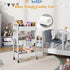 Rcemlip 3 Tier Rolling Cart Metal with DIY Pegboard, White Utility Cart with Lockable Wheels, Three Tiered Craft Cart