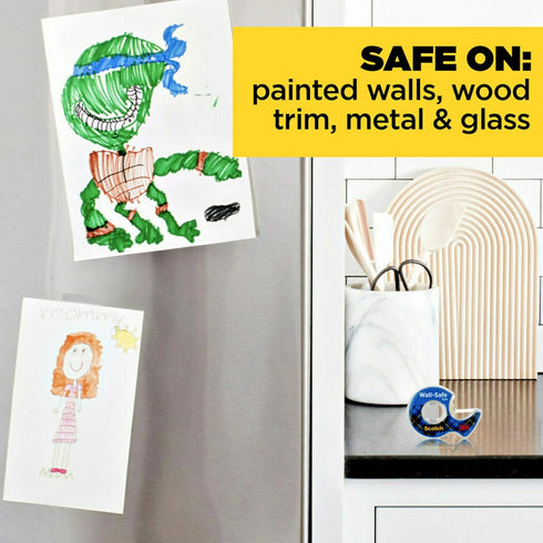 Scotch Wall-Safe Tape, 2 Rolls, Invisible, Sticks Securely & Removes Cleanly, 3/4 in x 800 in (813S2)