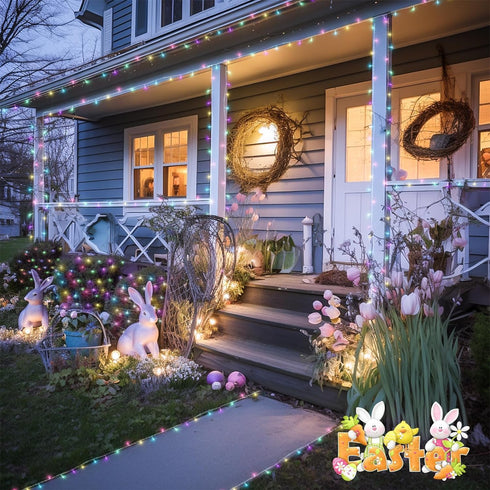 200 66 JMEXSUSS LED Easter Lights Outdoor Indoor for Decorations, Ft Connectable Pastel Easter Lights String Clear Wire