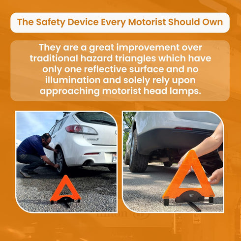 Emergency Warning Triangle by Lumen Wand Store for Road Side Safety, Vehicle Breakdown, Hazard Marking