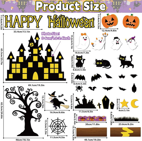 Halloween Bulletin Board Decorations, DIY Photo Crafts Set, Trick or Treat Pumpkin Bat Witch Cutouts