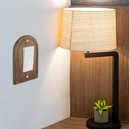 4 (13 8.2cm,Arch DoubleFill Pcs Walnut Wood Light Switch Cover Brown Outlet Covers Wall Plate Decorative Boho Plug