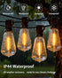 Dimmable 50FT 18+1 ST38 Bulbs Outdoor String Lights Waterproof with Remote, Shatterproof Edison LED Hanging Outside