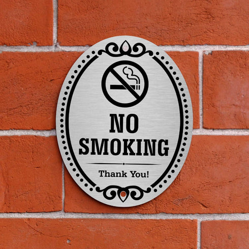 SmartSign Premium No Smoking Thank You Sign for Business & Home, 4" x 5" Aluminum with Adhesive Backing