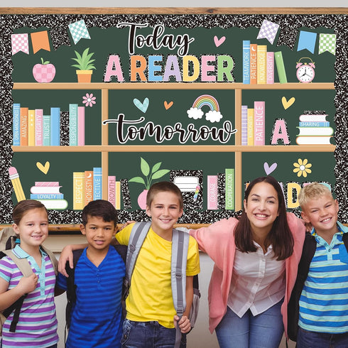 Set Bookshelf Bulletin Board Composition Notebook Classroom Decorations Reading Library Bulletin Board Composition