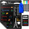 Magnetic Dry Erase Black Menu Board (16 x 12") for Fridge, Weekly Meal Planner with 4 Neon Chalk Markers & Cloth Eraser