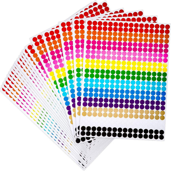 Boao 4940 Pieces Colored Round Dot Stickers Labels, Rainbow Colors Circle Dot Labels for Students, Classroom