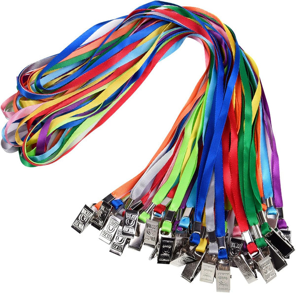 Wisdompro Lanyard with Bulldog Clip, 30 Pack, 17 inch Flat Nylon Neck Lanyard for ID Badges