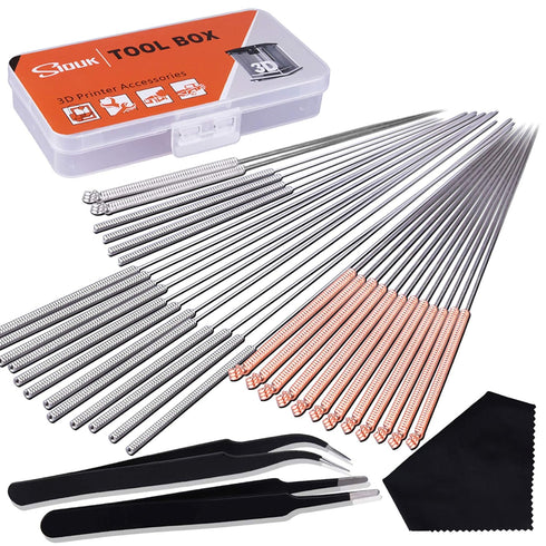 SIQUK 33 Pcs 3D Printer Nozzle Cleaning Tools Kit - 30 Pcs Cleaning Needles, 2 Pcs Tweezers, 1 Pc Cleaning Cloth