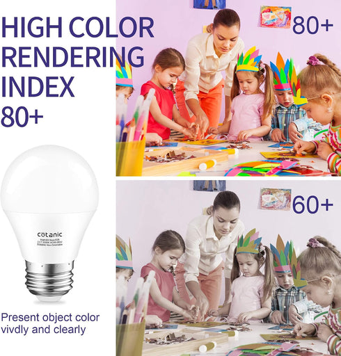 Bulb 5000K A15 Bulb,E26 Bulb, 6W 60W Equivalent,600lm,Non-Dimmable,6 Pack Cotanic Ceiling Fan Light Daylight LED Medium