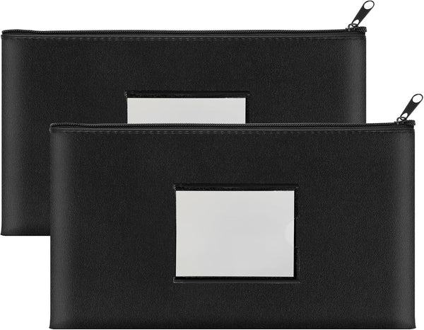 Hoiny 2 Pack Money Bags with Zipper, Bank Pouch with Label, 11 x