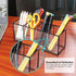 Desk Pencil Holder, Tempered Glass Pen Organizer, 3&4 Compartments, Black, for Office & School Supplies