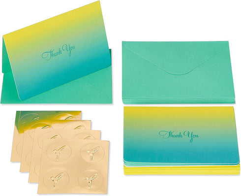 Papyrus Thank You Cards with Envelopes, Teal Ombre (16-Count)