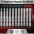 Set, 11 2 Inch 1/4" T7-T40, S2 Set, Bates- Security Torx Bit pcs, Long, Drive Hex Shank, Steel, Tamperproof Magnetic
