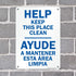 SmartSign U9-1807-NP "Help Keep This Place Clean" Bilingual Sign, 10" x 14"