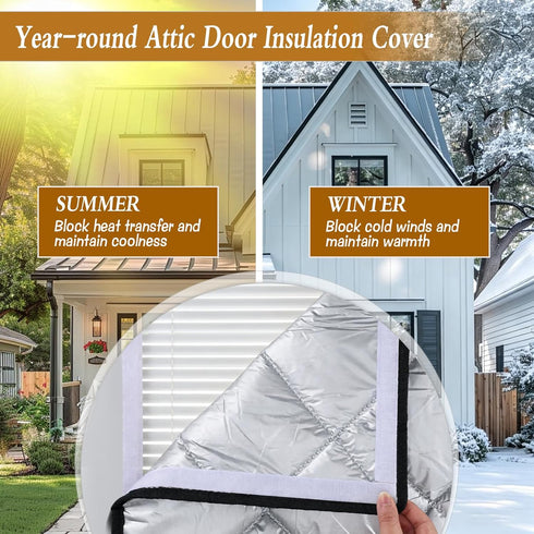 HFYZZ 27" 56" Attic Door Insulation Cover, Energy Saving Attic Stairs Ceiling Shutter Cover with Hook and Loop Strips