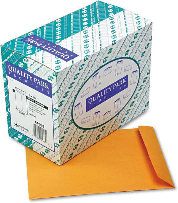 Quality Park Heavyweight Gummed Catalog Envelopes, Brown Kraft, 10 x 13, 250 per Box