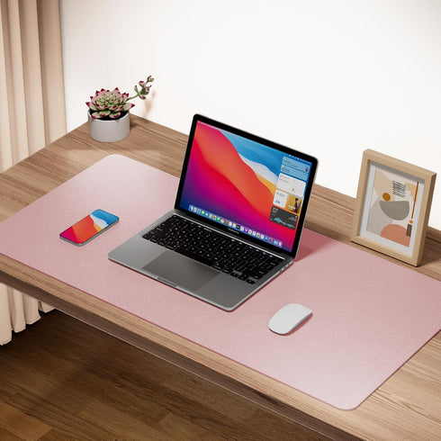 Boutilon Leather Desk Pad Protector, Non-Slip Mouse Pad, Waterproof Leather Desk Blotter for Office & Home, M-Pink
