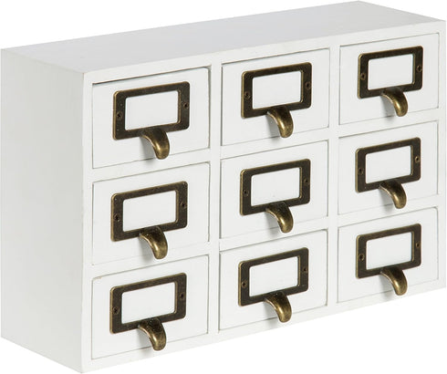 Kate and Laurel Apothecary Wood Desk Drawer Set, 9 Drawers, Rustic White