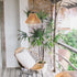 EcoGehen Bulbs 4*AA Battery Operated Pendant Light Outdoor Chandelier for Gazebo Hanging Lamp with LED Rattan Shade