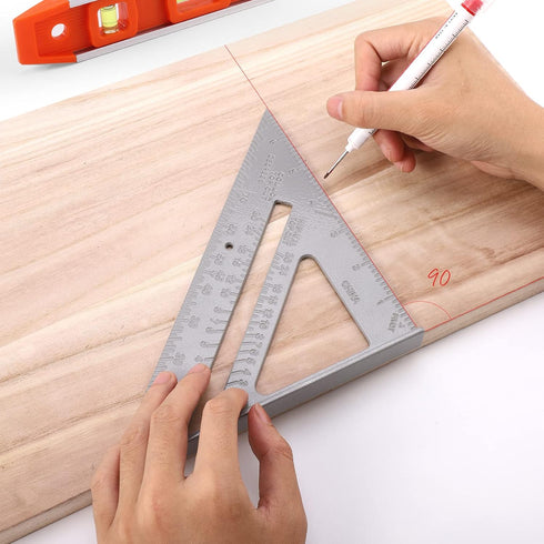 Rafter Square and Torpedo Level Set, Magnetic Leveler Tool with Different Bubbles, Measuring Woodworking Square